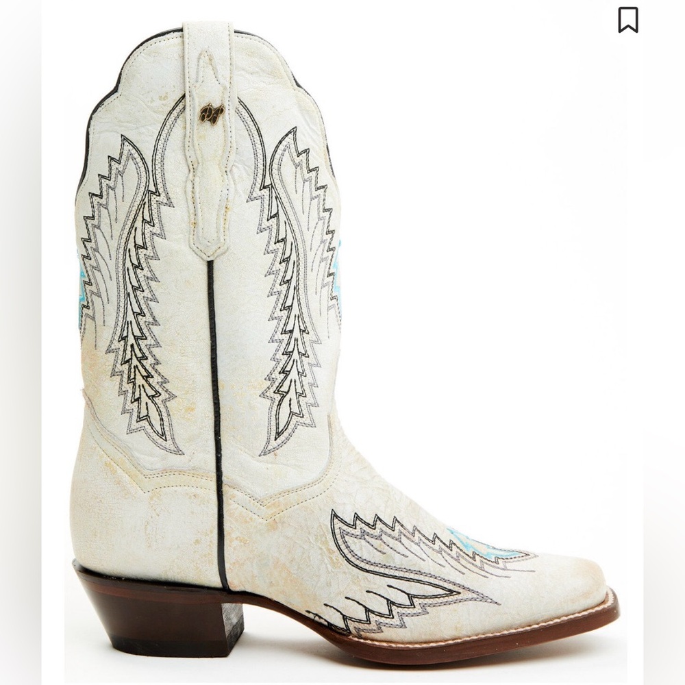 Like New Dan Post Cream and Turquoise Heeled Boots Size 8 - Picture 14 of 17